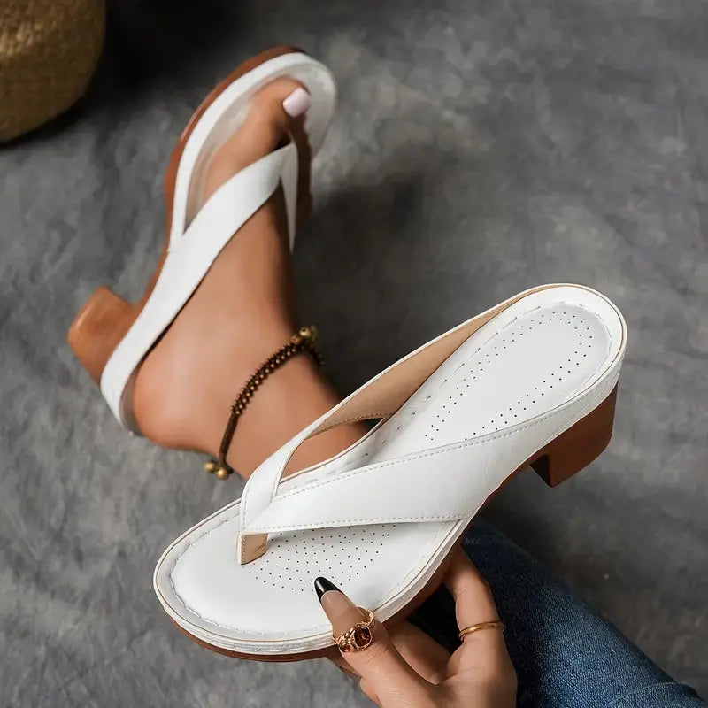 Chunky Heel Sandals with Herringbone Design for Women