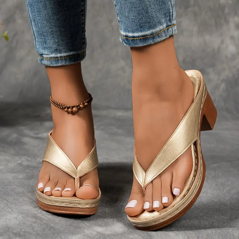 Chunky Heel Sandals with Herringbone Design for Women