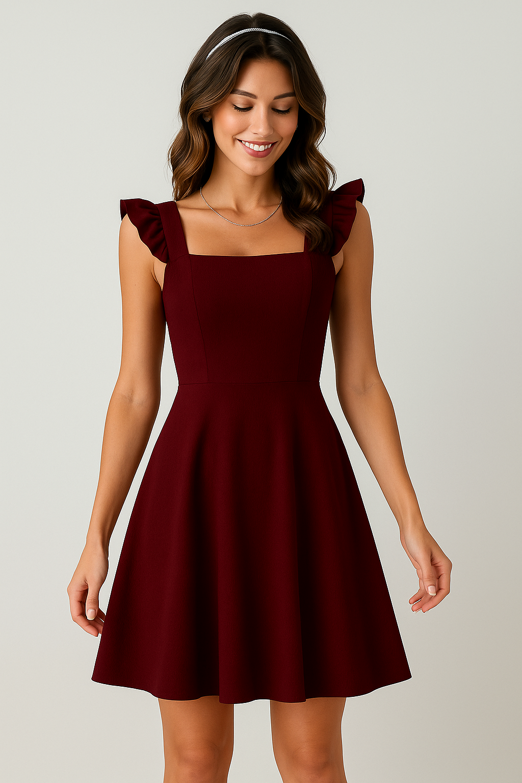 Mini Dress with Ruffled Straps for Women