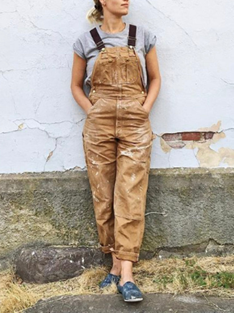 Cotton Loose Fit Gardening Overalls for Women