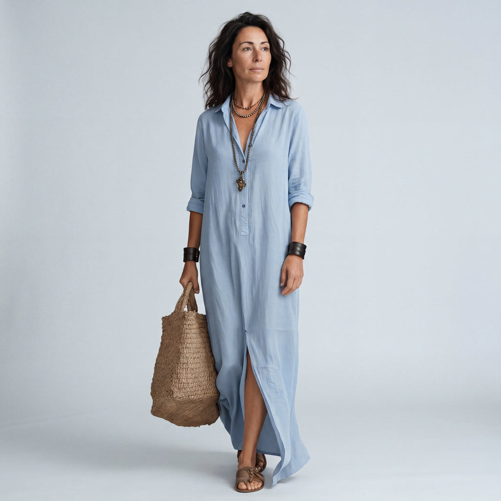 Loose Long Dress with Buttons for Women | Ideal for Everyday Wear
