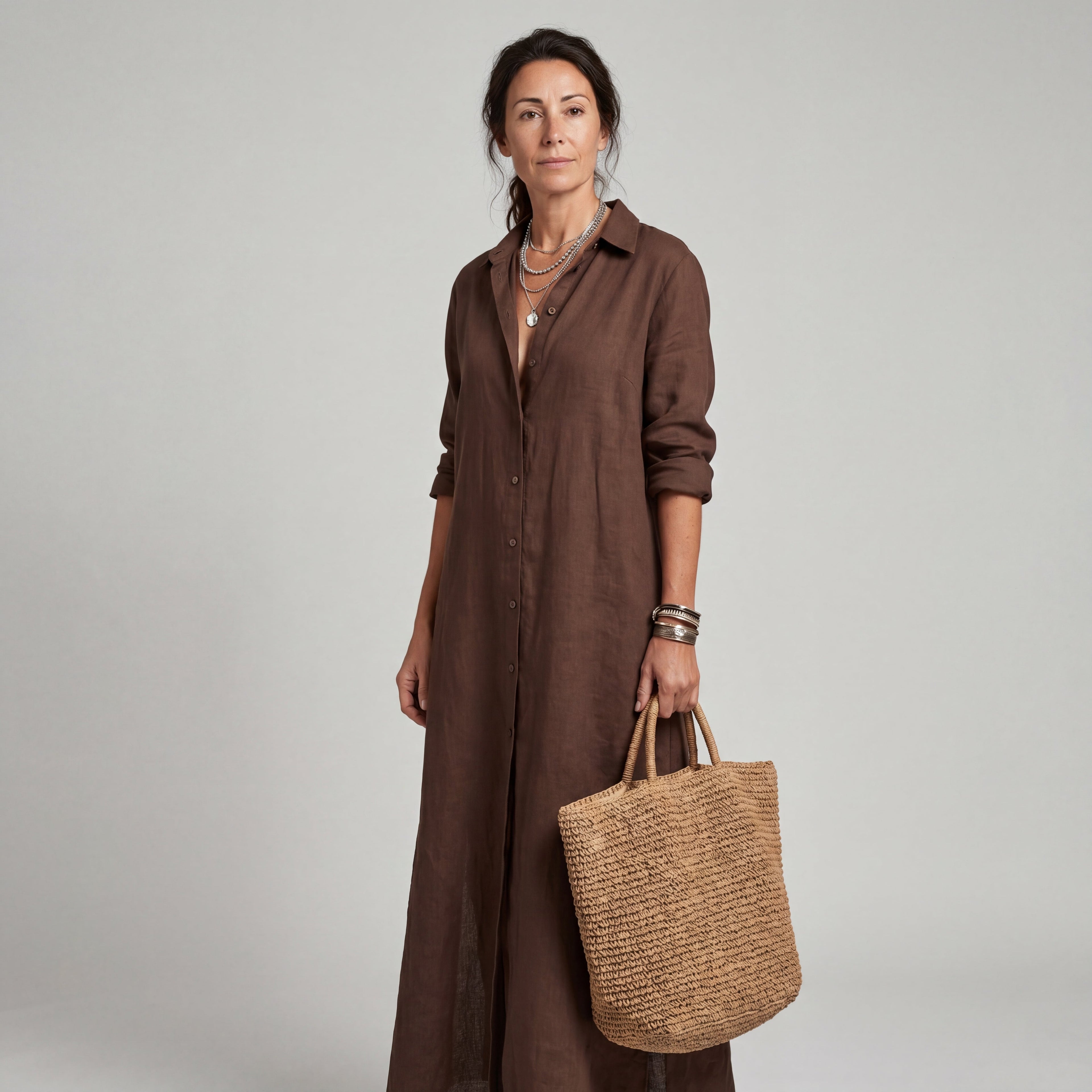 Loose Long Dress with Buttons for Women | Ideal for Everyday Wear