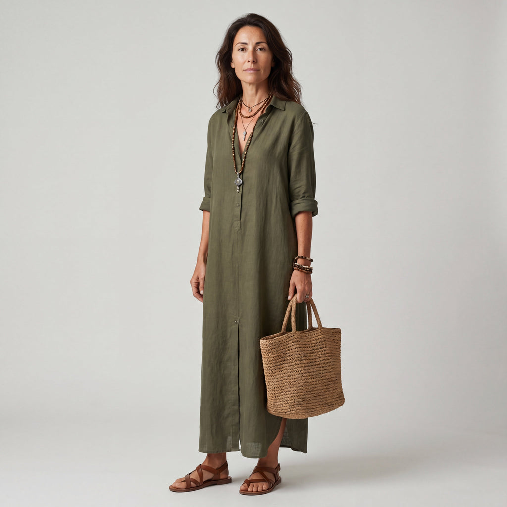 Loose Long Dress with Buttons for Women | Ideal for Everyday Wear