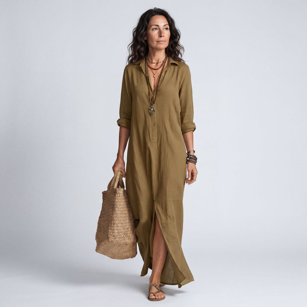 Loose Long Dress with Buttons for Women | Ideal for Everyday Wear
