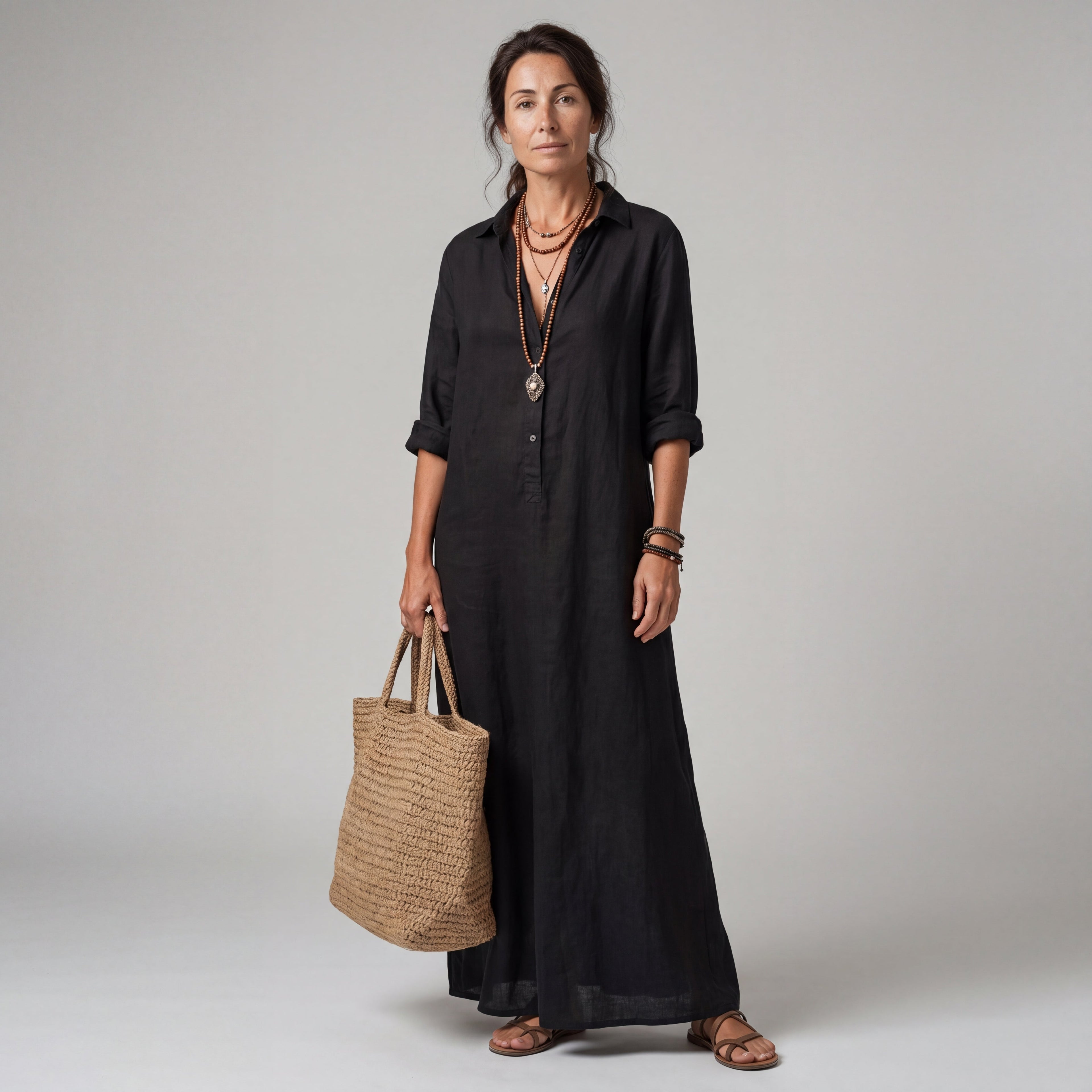 Loose Long Dress with Buttons for Women | Ideal for Everyday Wear