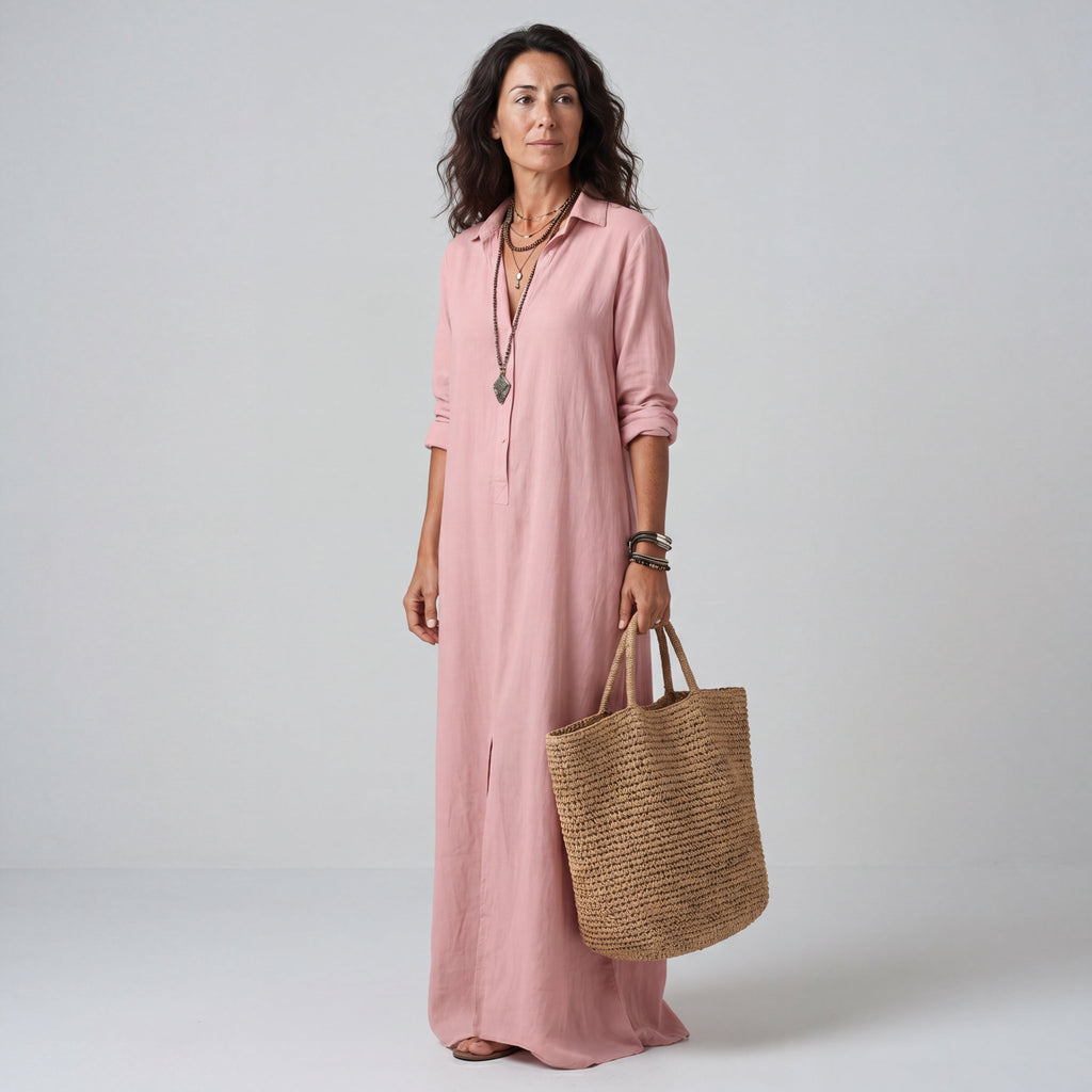 Loose Long Dress with Buttons for Women | Ideal for Everyday Wear