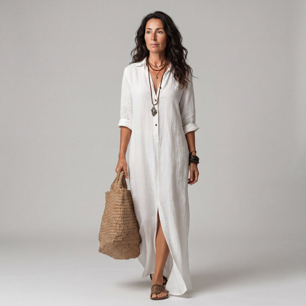 Loose Long Dress with Buttons for Women | Ideal for Everyday Wear
