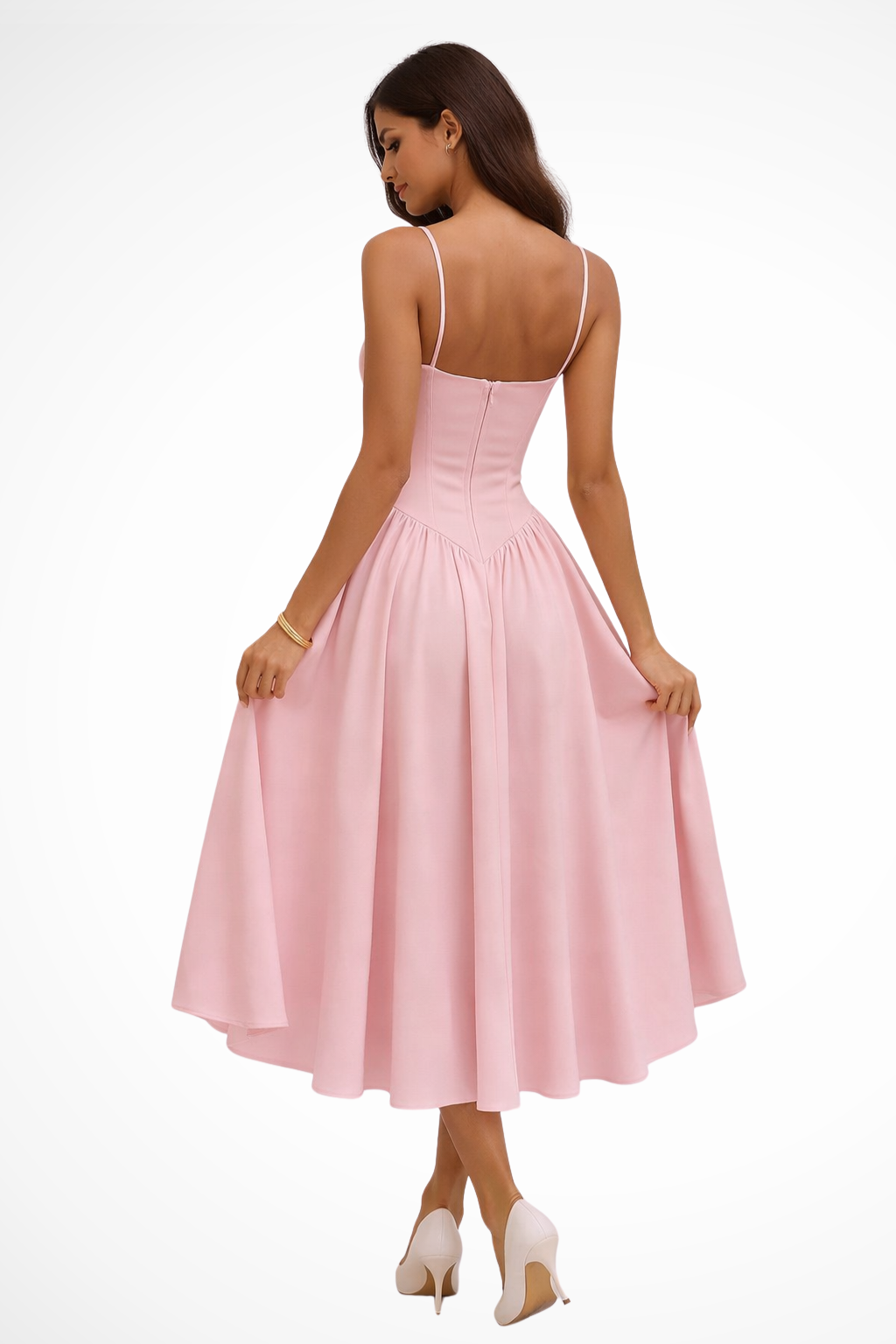Midi Corset Dress with A-Line Skirt for Women