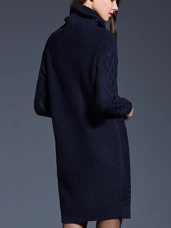 Chunky Knit Turtleneck Sweater Dress for Women