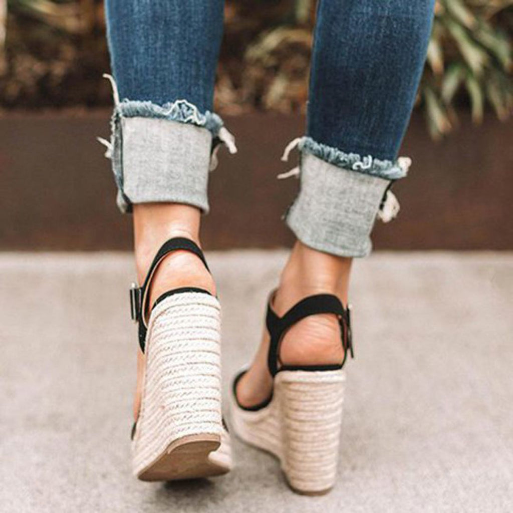 Patent Leather Wedge Sandals for Women