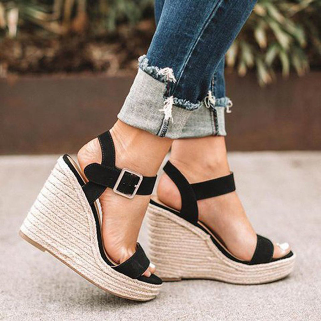 Patent Leather Wedge Sandals for Women