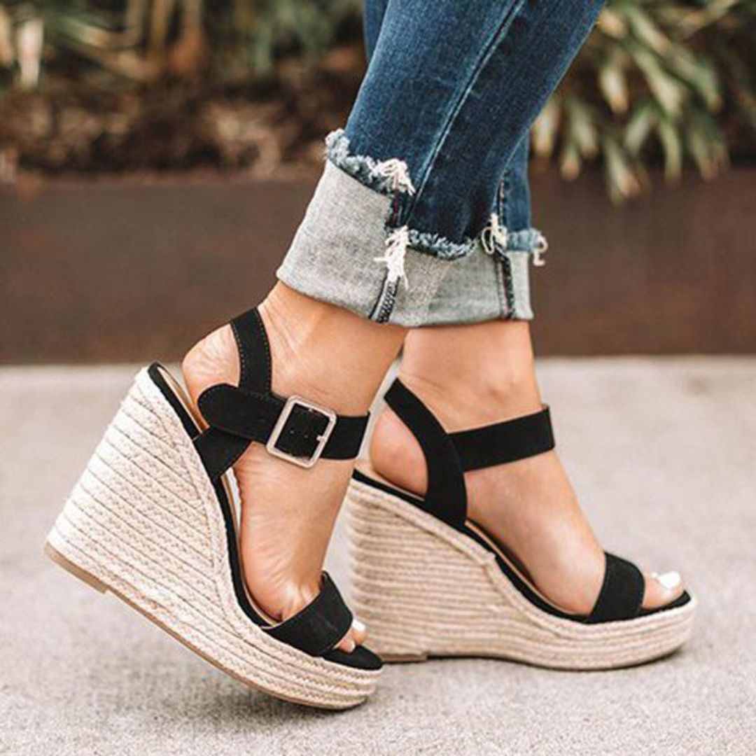 Patent Leather Wedge Sandals for Women