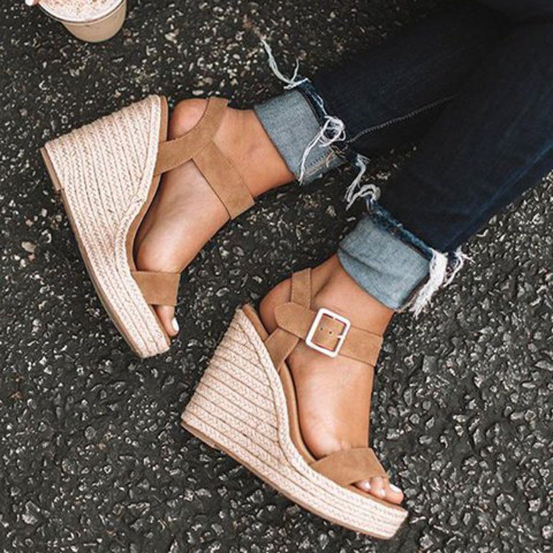 Patent Leather Wedge Sandals for Women