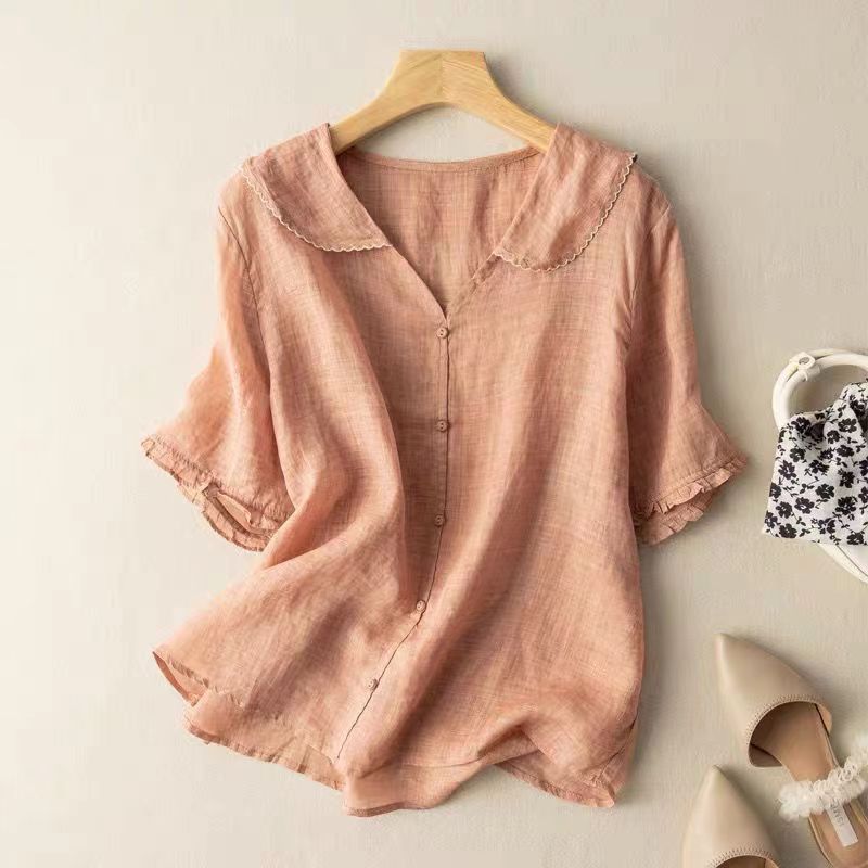 Retro Ramie Blouse for Women