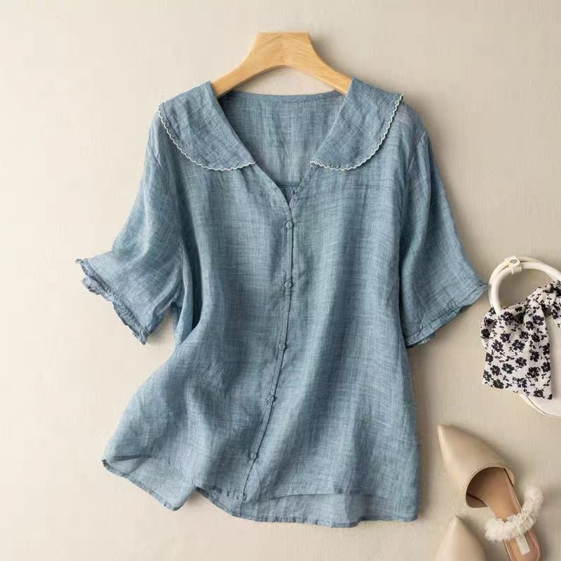 Retro Ramie Blouse for Women