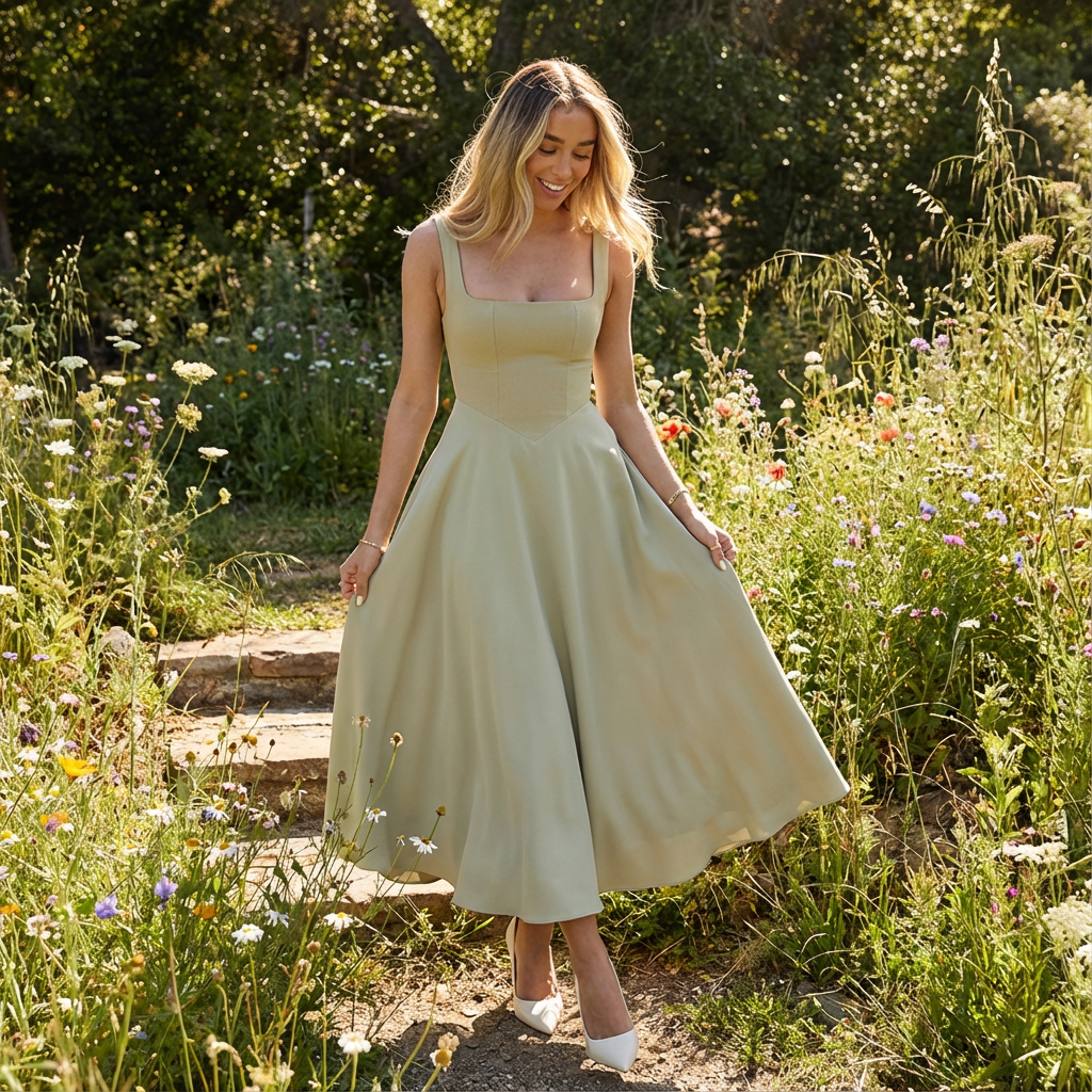 A-Line Strap Midi Dress for Women