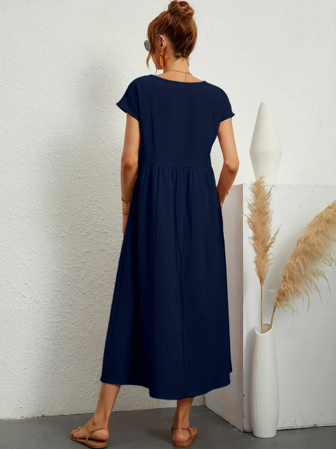 Short Sleeve Casual Dress with Pockets for Women