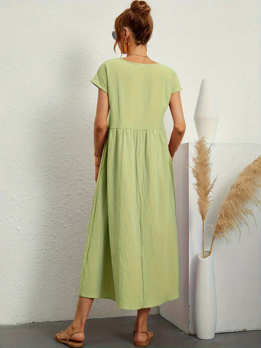 Short Sleeve Casual Dress with Pockets for Women