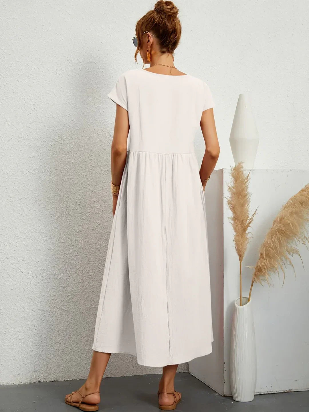 Short Sleeve Casual Dress with Pockets for Women