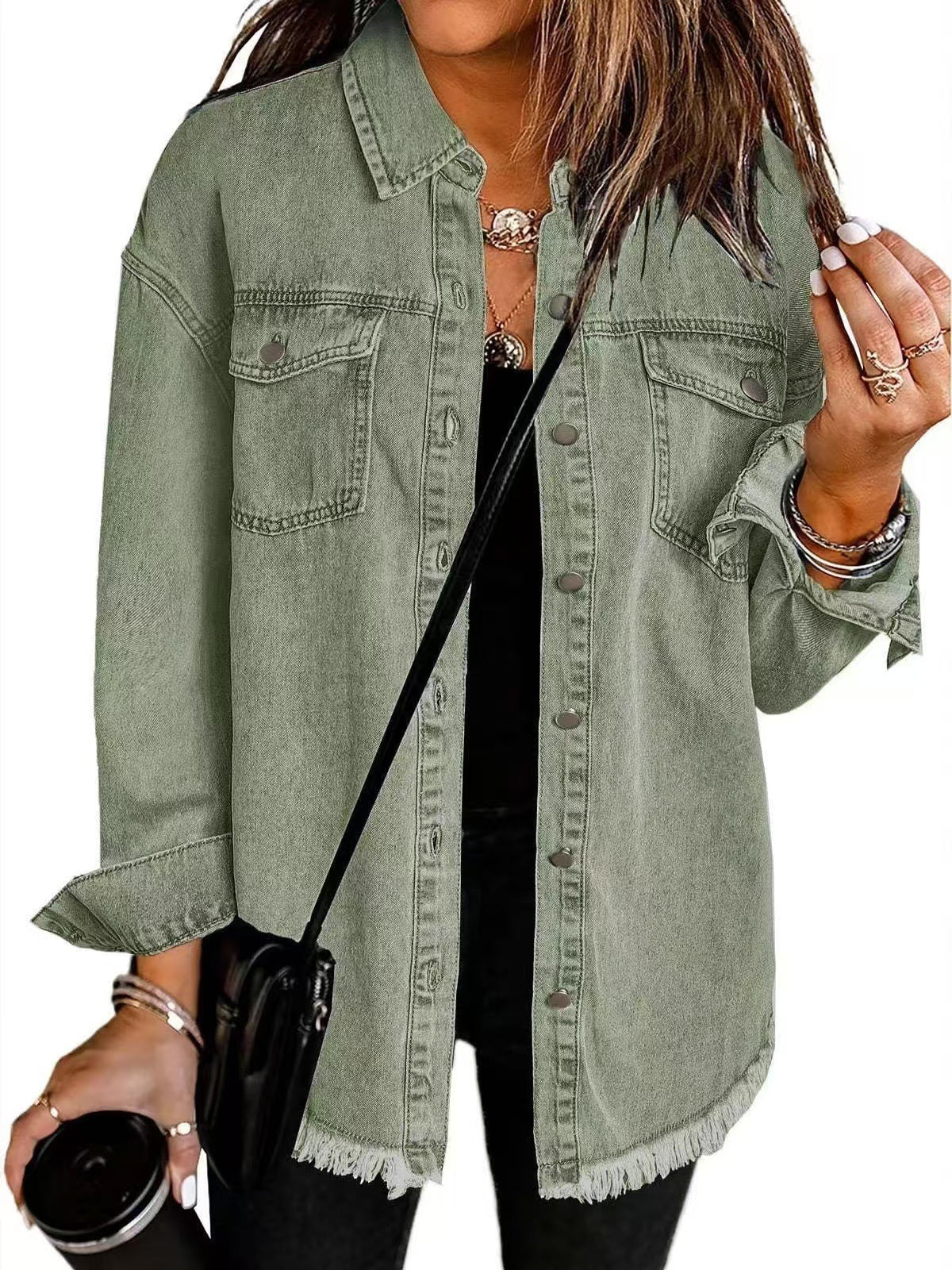 Relaxed Denim Shirt Jacket for Women