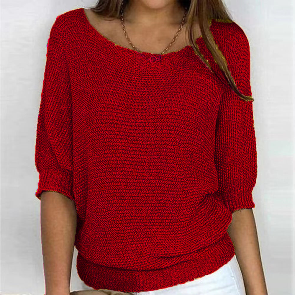 Three-Quarter Sleeve Sweater for Women