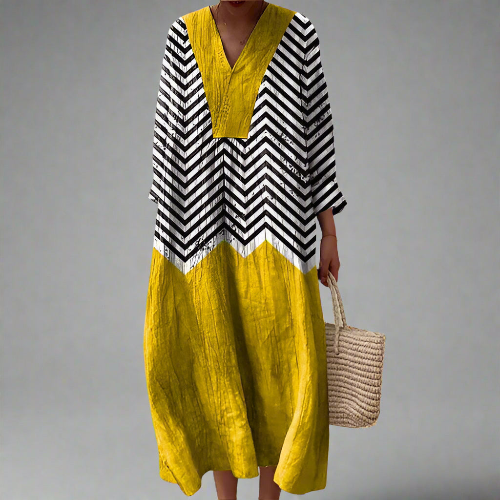 Casual Printed Dress with Long Sleeves for Women