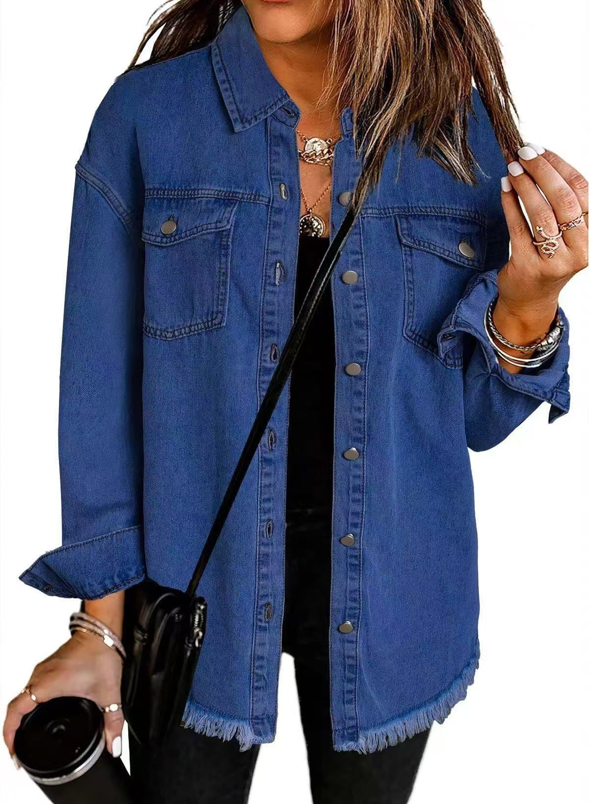 Relaxed Denim Shirt Jacket for Women