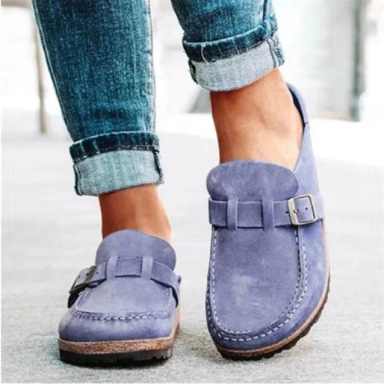 Synthetic Material Loafers with Adjustable Buckle for Women