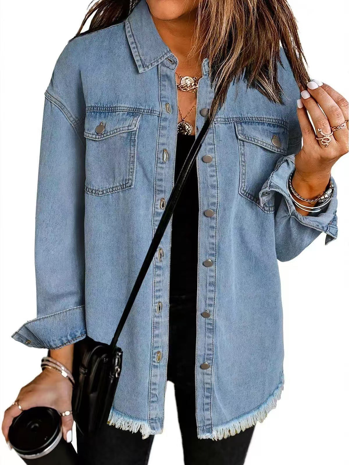 Relaxed Denim Shirt Jacket for Women