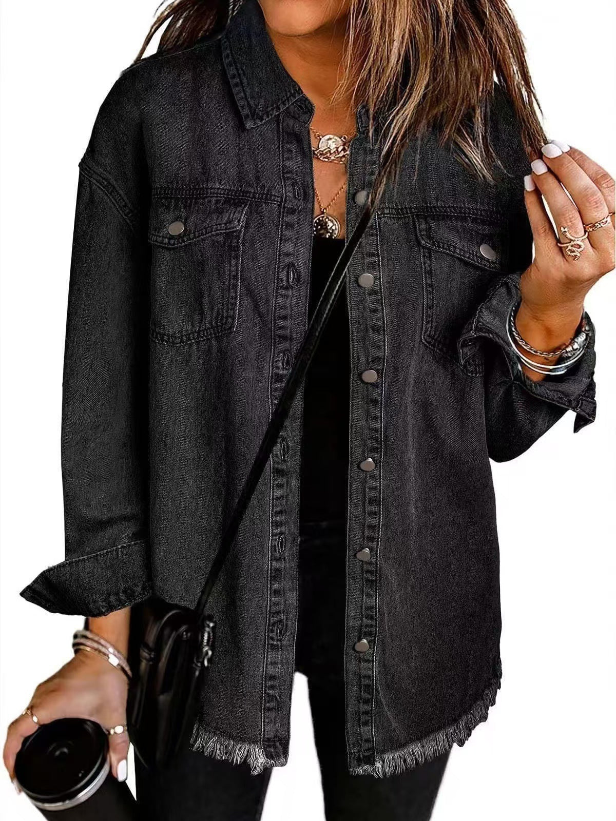 Relaxed Denim Shirt Jacket for Women