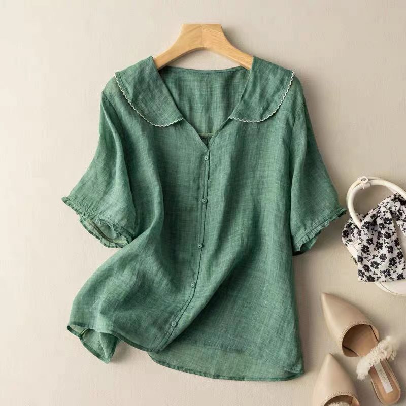 Retro Ramie Blouse for Women