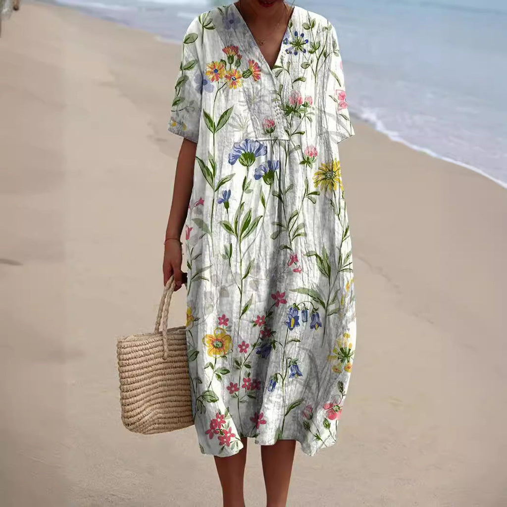 Women's Long Printed Bamboo Cotton Dress