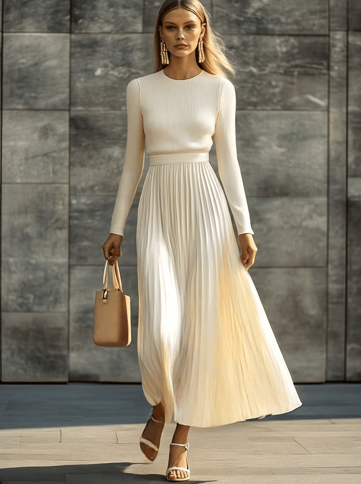 Maxi Dress with Pleated Design for Women