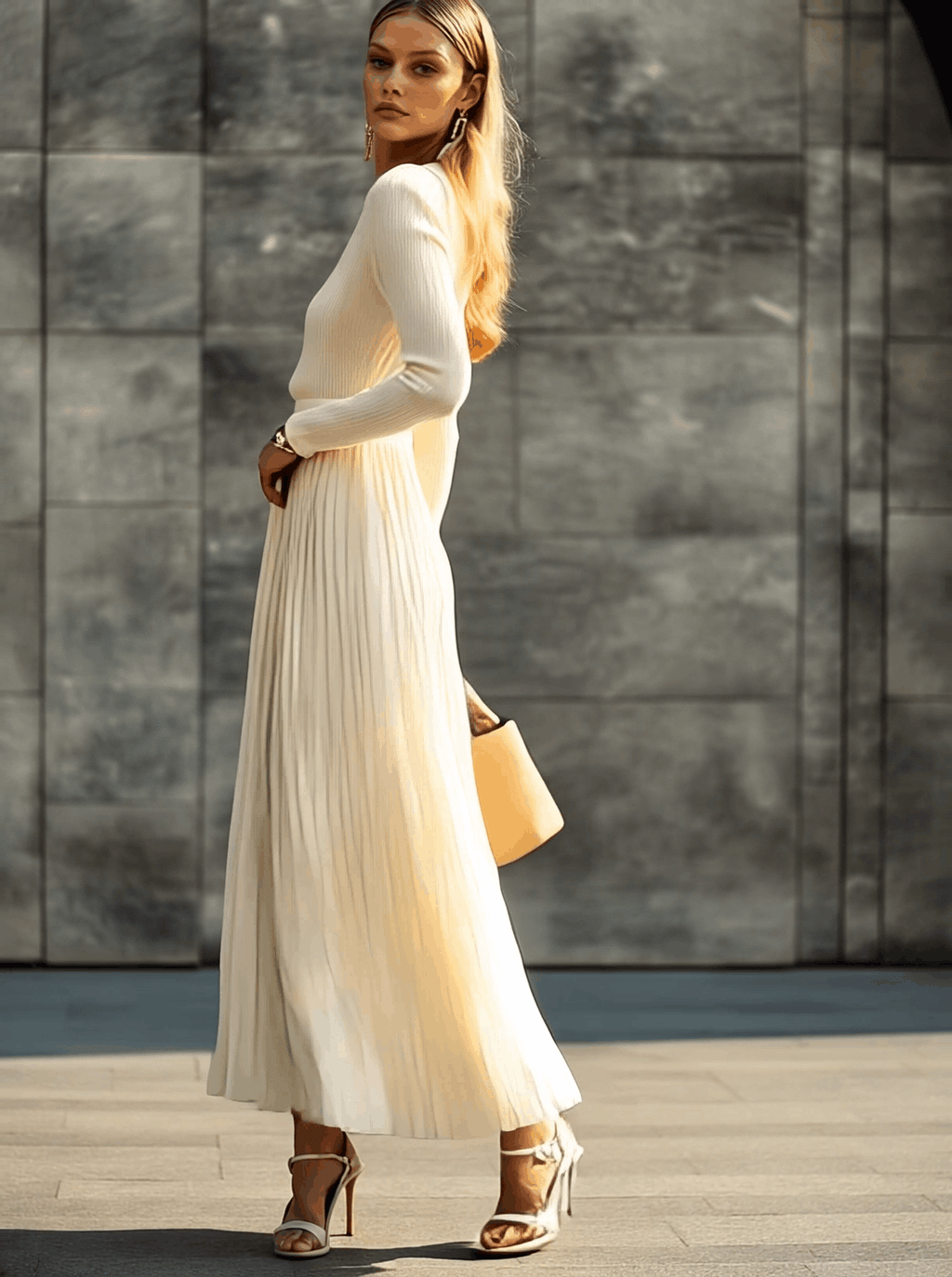 Maxi Dress with Pleated Design for Women