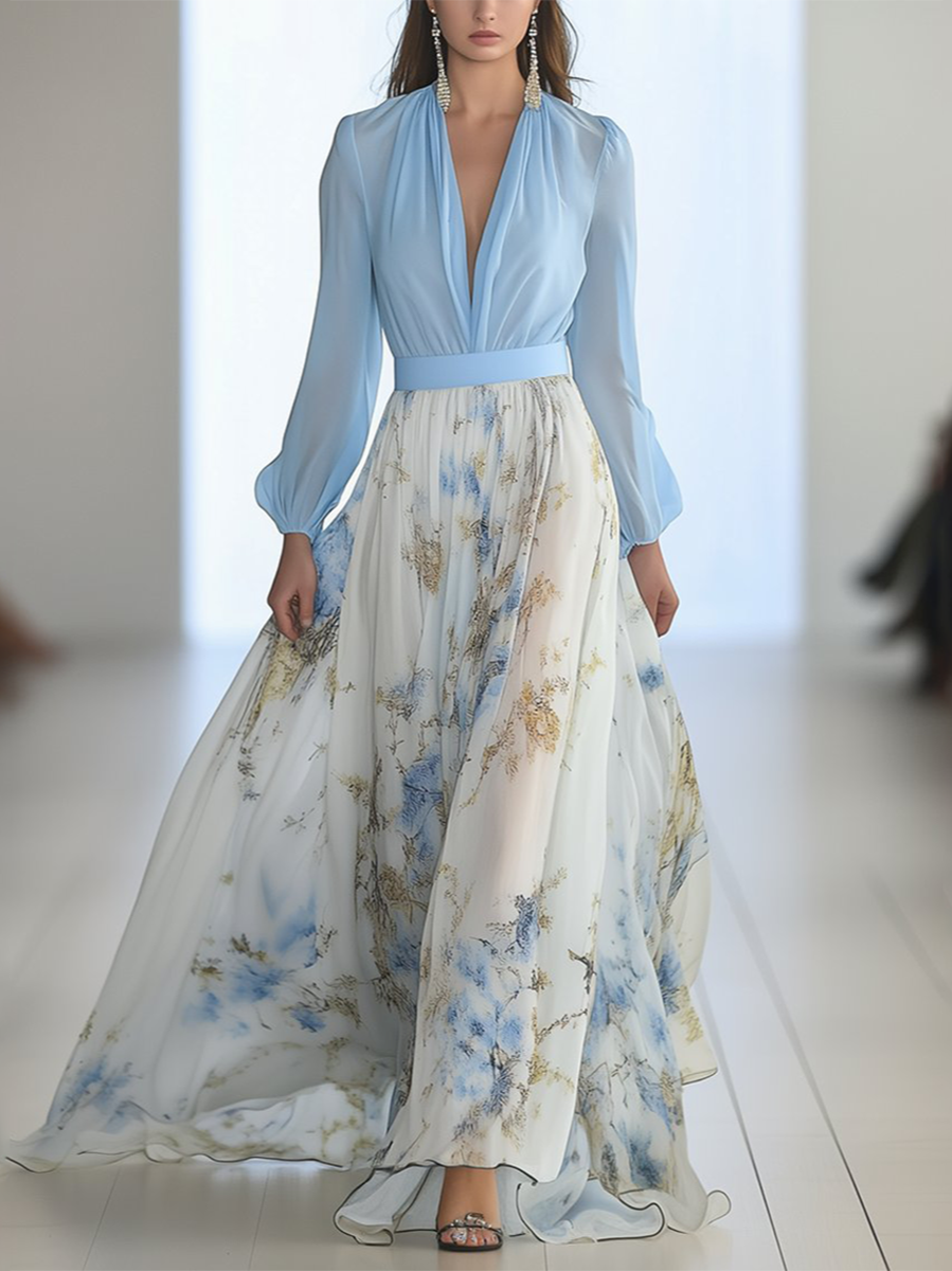 Maxi Dress for Women with Floral Print