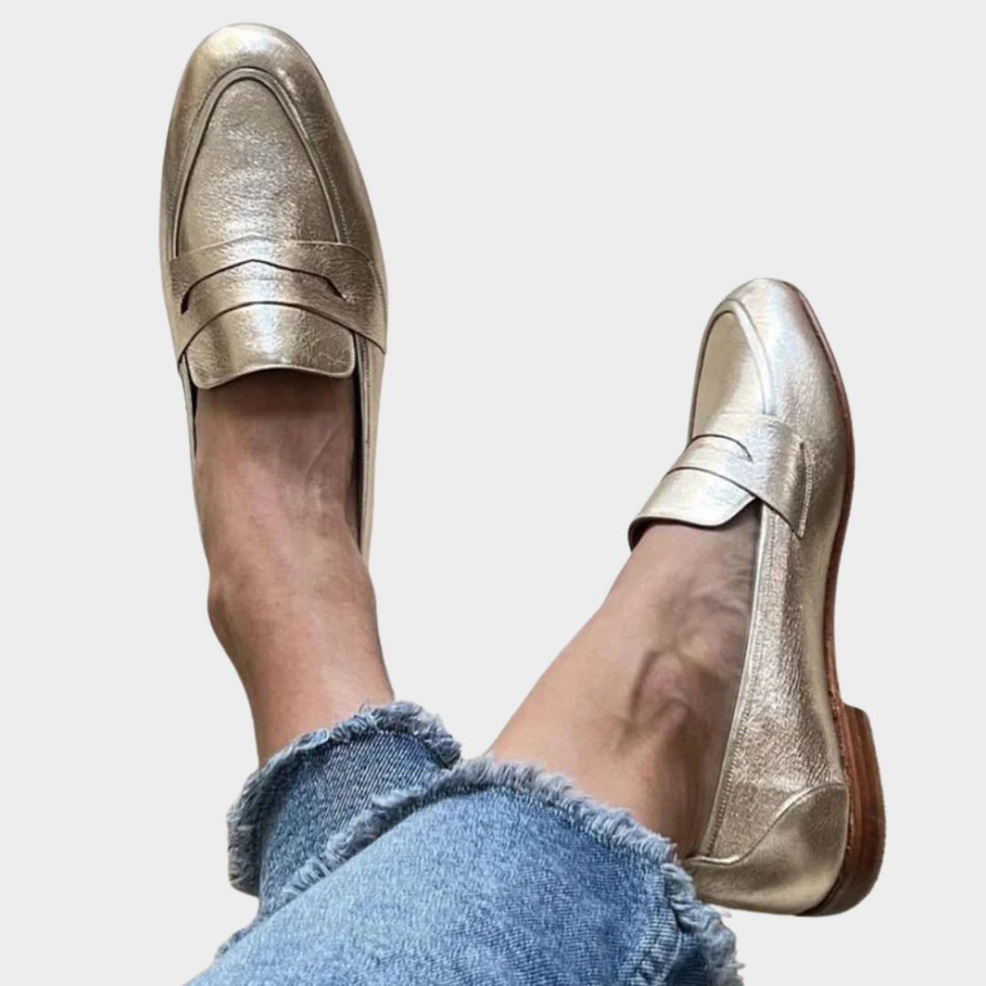 Synthetic Leather Flat Loafers for Women