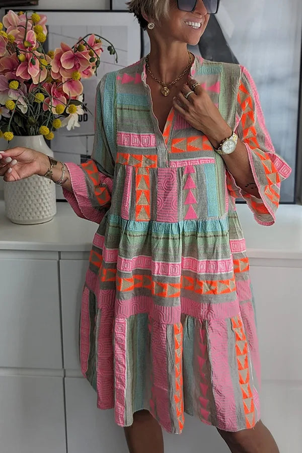 Three-Quarter Sleeve Spring Dress for Women