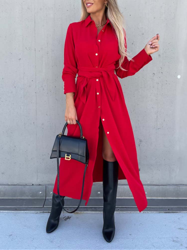 Long shirt dress with long sleeves for women