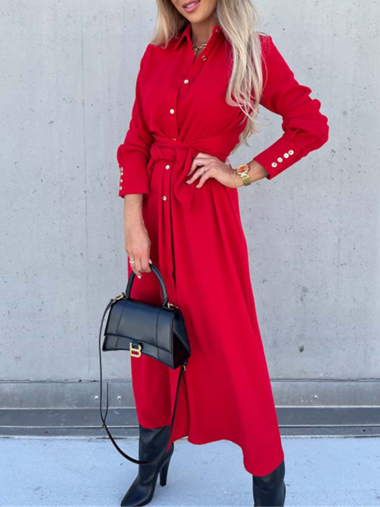 Long shirt dress with long sleeves for women