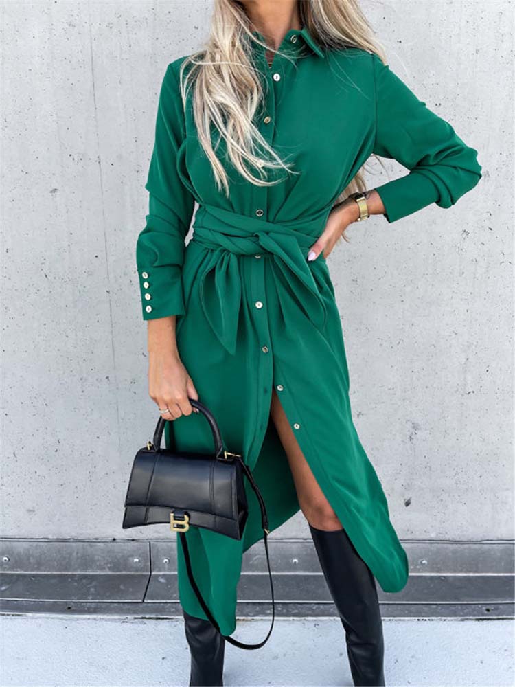 Long shirt dress with long sleeves for women