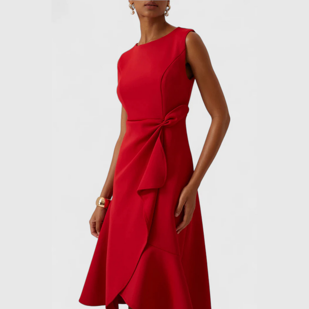 Asymmetric Draped Midi Dress for Women