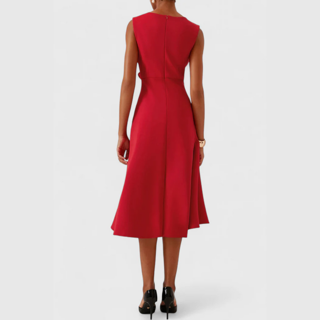 Asymmetric Draped Midi Dress for Women