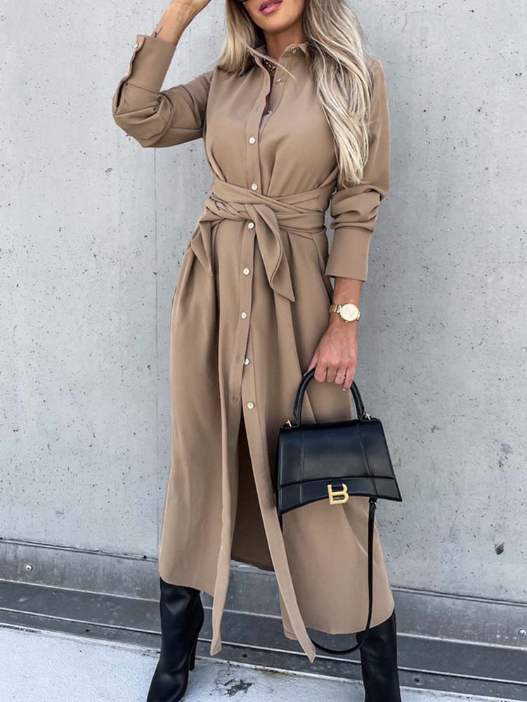 Long shirt dress with long sleeves for women