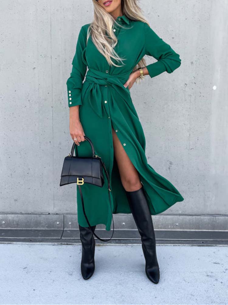 Long shirt dress with long sleeves for women