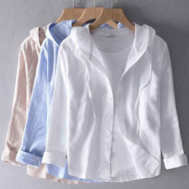 Women's Linen Hooded Shirt