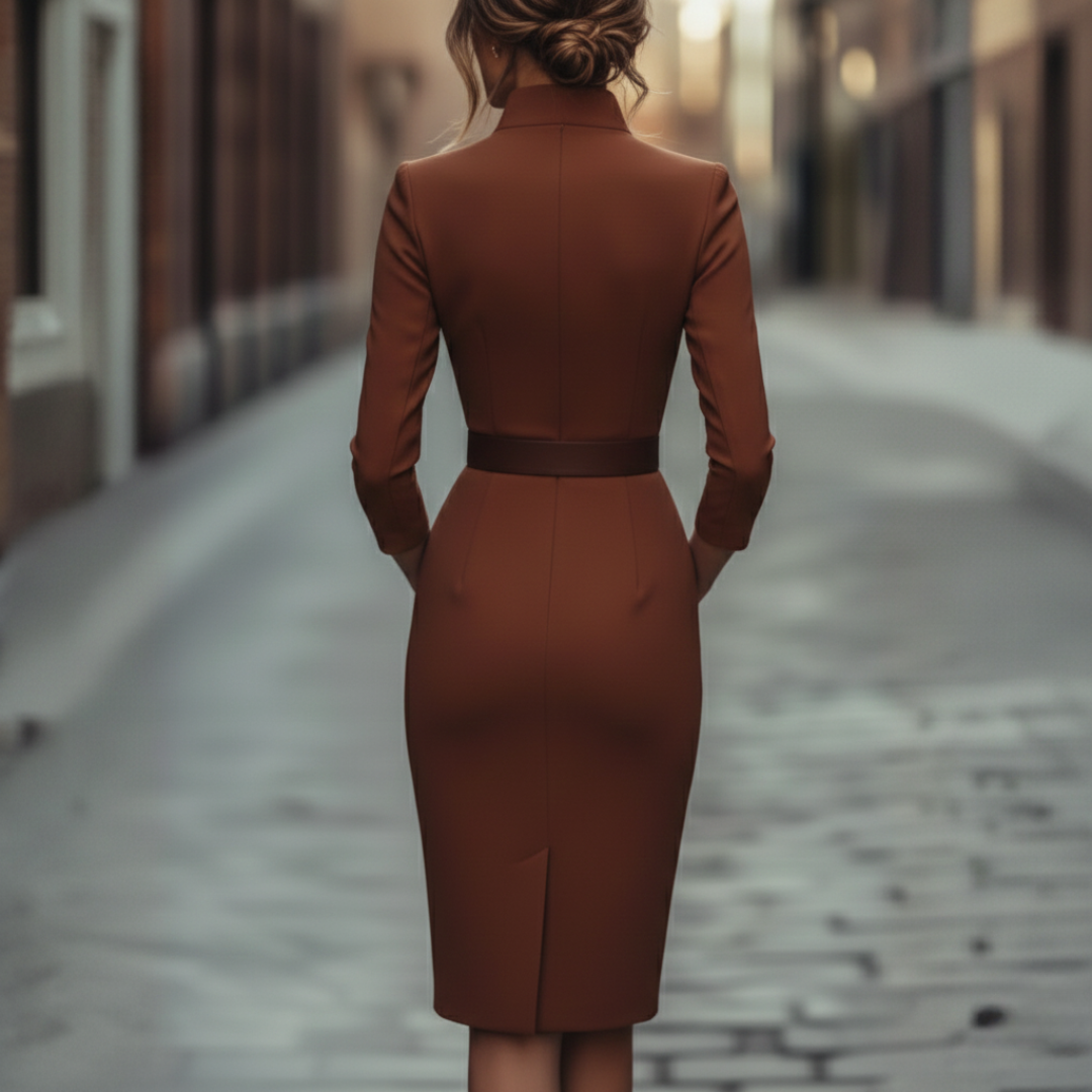 Midi Dress with Belt for Women