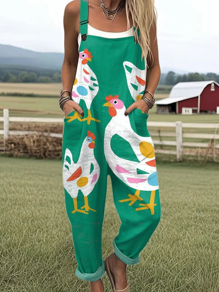 Chicken Print Jumpsuit for Women | Perfect for Everyday Wear