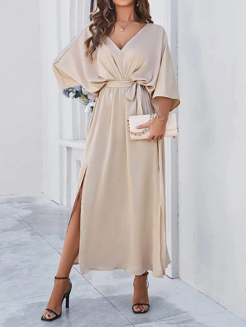 Midi Dress with V-Neck for Women