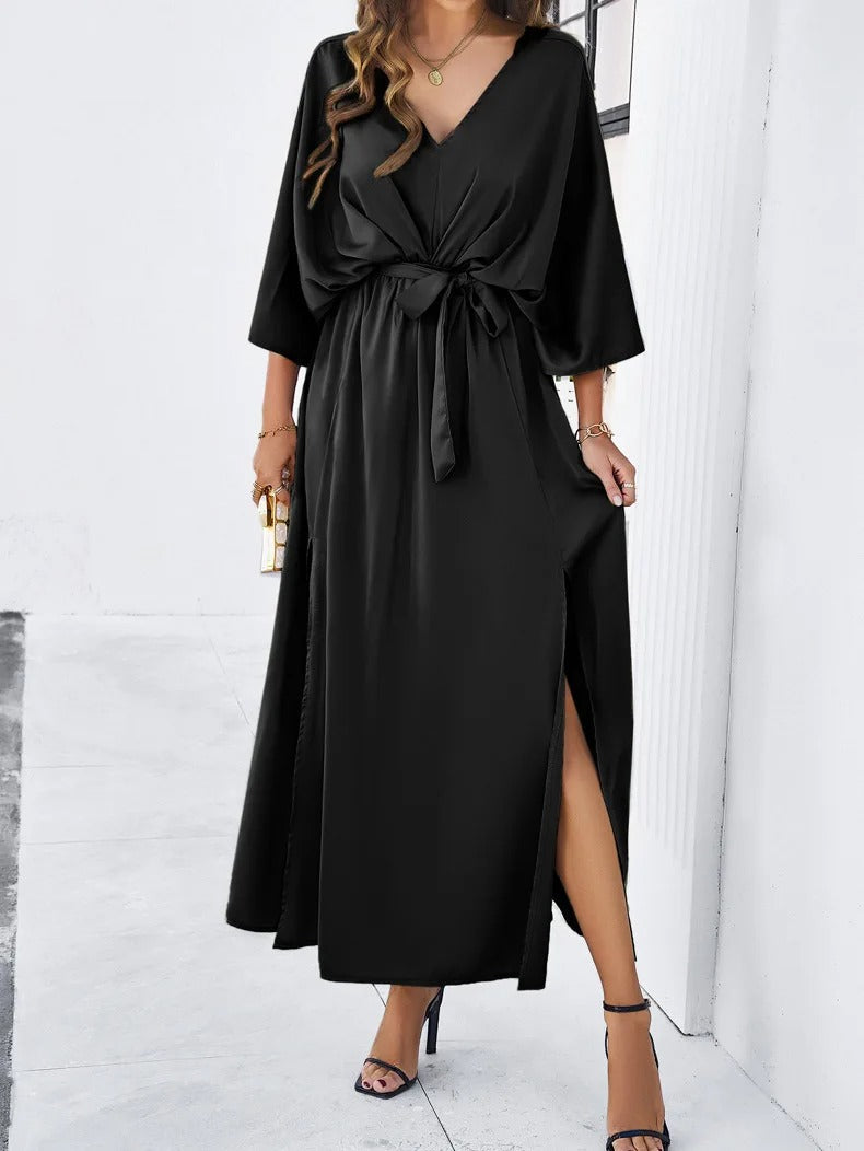 Midi Dress with V-Neck for Women