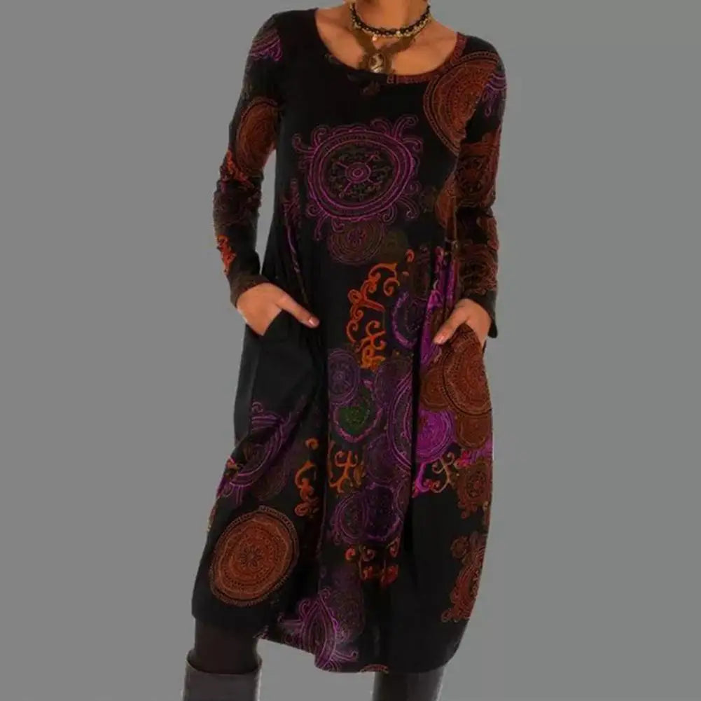 Midi bohemian dress for women